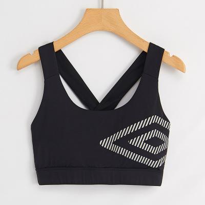 China Custom Breathable Cross Push Up Black Adjust Yoga Sports Bra Top Fitness for sale