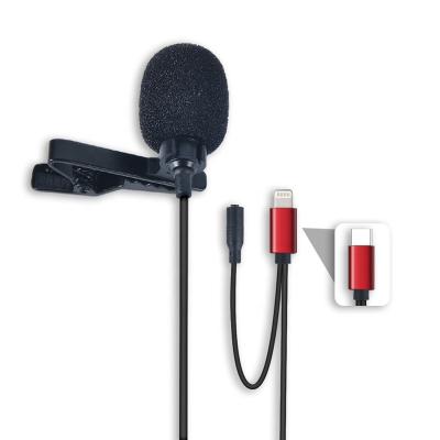 China Live Stream Professional Lavalier Lapel Headset Microphone Microphone With Monitor For Iphone / Type C Earphone Jack LP-1 for sale