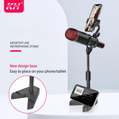 China Portalbe Professional Mobile Phone Holder Microphone Stand Adjustable Height Plastic Mic Stand Desktop Microphone Stand For Home Live for sale