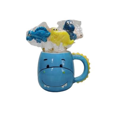 China Viable Creative 3 D Dolomite Dinosaur Mug Ceramic Mug With Dinosaur Candy Set Best Birthday Gift For Kids for sale