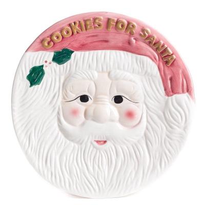 China 2021 Newest Sustainable Ceramic Dolomite Christmas Cookies Plate For Santa for sale