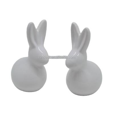 China Traditional Cheapest Ceramic Garden Decor Ornaments White Rabbit for sale