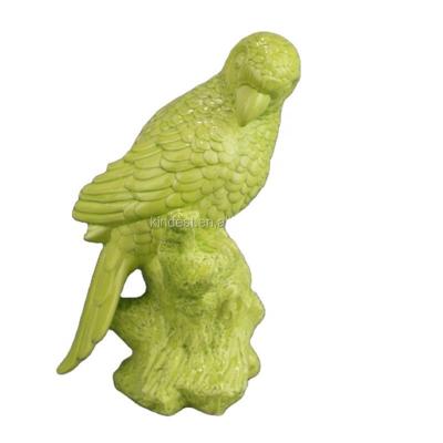 China Handmade Ceramic Parrot Sculpture Home/Office Decoration, Parrot Statue Green for sale