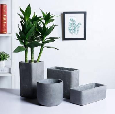 China Modern original color cement plant planter pot with drainage hole, concrete planter pots for sale