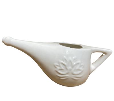 China Sustainable Custom Logo Mold Porcelain Yoga Neti Pot Presently For Clean Sinus for sale