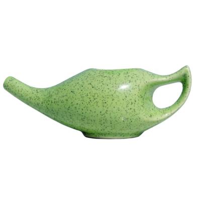 China Sustainable Stylish Ink Splatter Ceramic Neti Pot Porcelain Dappled Neti Pot Green for sale