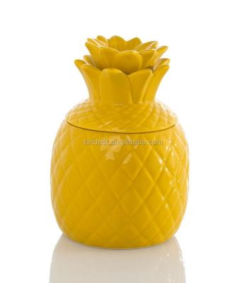 China Europe Ceramic Home Decoration , Glazed Pineapple Canister Cookie Jar for sale