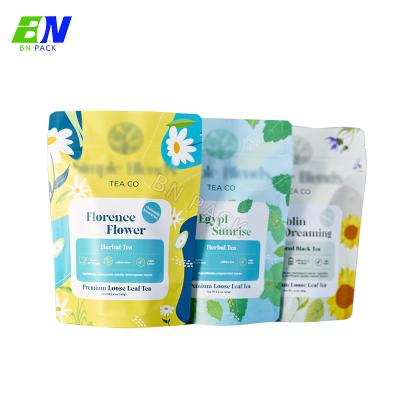 China Custom Doy Biodegradable Plastic Package Aluminum Foil Moisture Proof Eco Friendly Digital Printed Reusable Tea Bag for sale