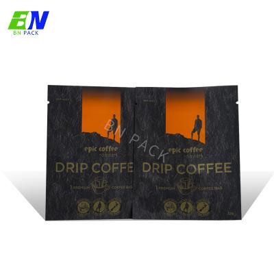 China Custom Black Matte Finish Coffee Drip Bag UV Spot Printed Custom Coffee Drip Bag Coffee Packaging for sale