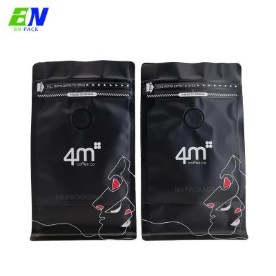 China Black Plastic Barrier Zipper Coffee Bag Seed Packaging Flat Bottom Pouch With Valve for sale