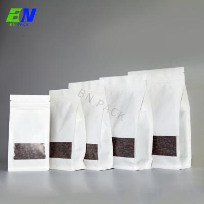 China White Barrier Zipper Packaging Paper Bag Flat Bottom With Clear Window Packing for sale