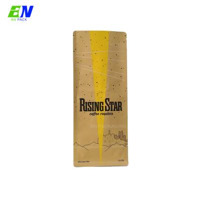 China Barrier BILLION Yellow Kraft Paper Flat Bottom Pouch Coffee Bag Packaging for sale