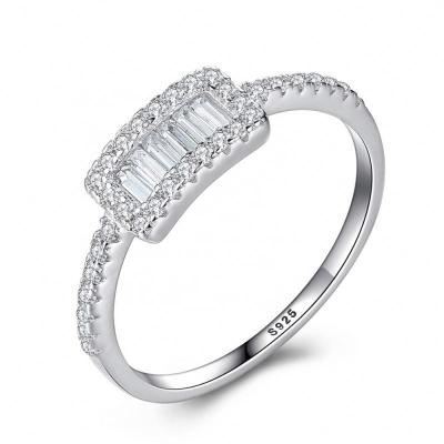 China New Design S925 TRENDY Silver Engagement Rings With Clear CZ Diamond Ring For Women Wedding Jewelry Gift for sale