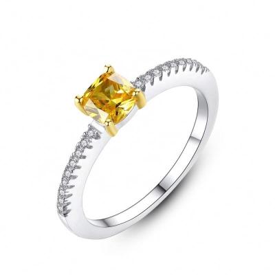 China Other Rhodium Plated Yellow Cubic Zirconia Women Wedding Rings Fine Sterling Silver 925 Jewelry for sale