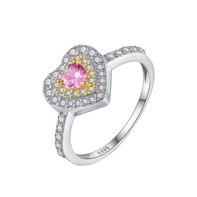 China Romantic Zircon Rings 925 Sterling Silver Engagement Rings Factory Sale Heart Shaped Directly for sale