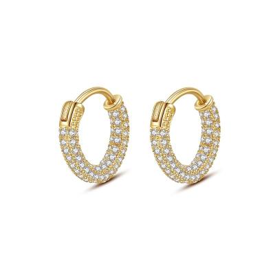 China Fashionable Bling Diamond Plated Sparkly Iced Out Geometric Shape Gold Zirconia New Product Japanese Woman Earring Circle for sale