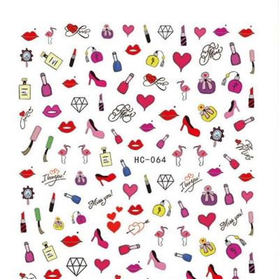 China HC063-073 Environmental protection candy nail stickers Valentine's Day red lipstick lip nail stickers nail art heart for sale