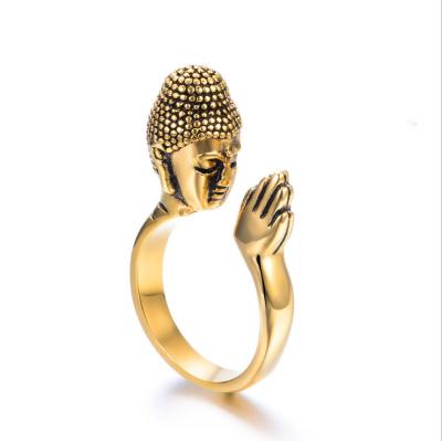 China FASHIONABLE Titanium Steel Ring and Key Buddhist Peace Ring for Peace and Blessing Adjustable Opening Ring for sale