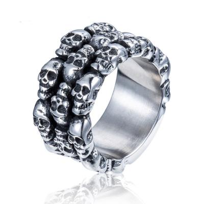 China Exaggerated Popular Titanium Steel Jewelry Men's Retro Vintage Death's Hand Ring for sale