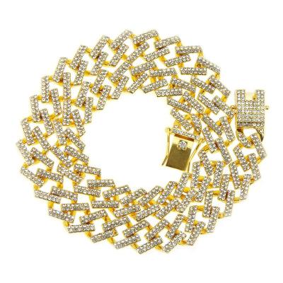 China Hiphop 8*18*20*24*30 Inch Cuban Chain 20MM Hip Hop Gold And Silver Necklace Chain Micro - Extended Ice Cuban Diamond Cubic Zirconia Necklace for sale