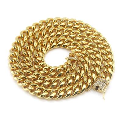 China Ice Miami Hip Gold Hiphop Cuban Chain Necklace 14 Mm Mens Thick Diamond Cuban Chain Necklace 8*20*24*30inches for sale