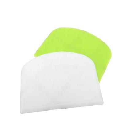 China Food Grade Sustainable Green Silicone Cake Semicircle Dough Flour Accessories Home Baker Plastic Bread Scraper for sale