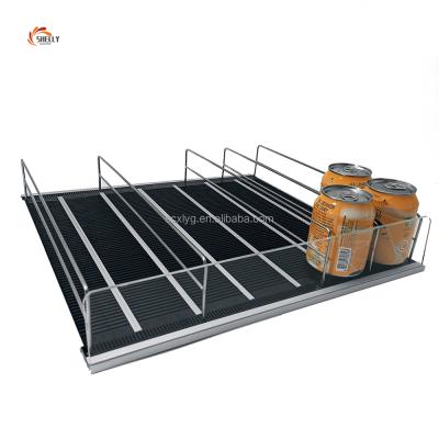 China Easy Installation Supermarket Retail Display Package Tray Metal Roller Track To Sliding Beverage Shelf Roller System for sale