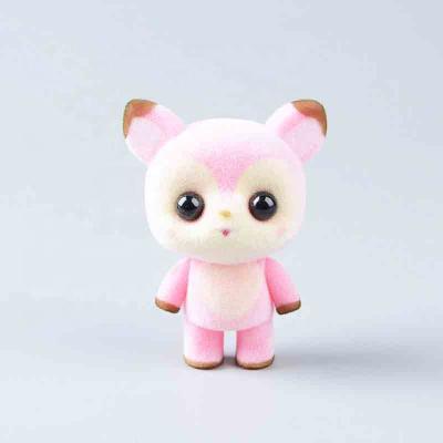 China Movable Head Vinyl Toy Flocking Toys, OEM Cartoon Soft PVC Flocked Animal Toys Making, Mini Plastic Flocked Toys Wholesale for sale