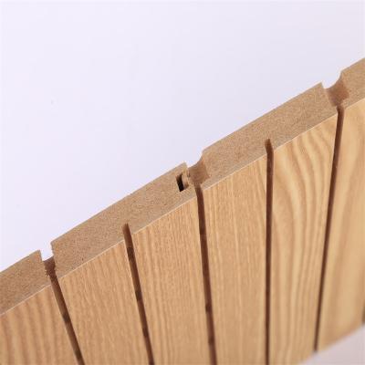 China Sound Reduction European Fireproof Board Fireproof Soundproof Wall MDF Grooved Wooden Acoustic Panels for sale