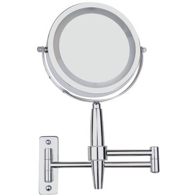 China High Quality Wall Mounted Led Wall Mounted Cosmetic Mirror Chrome Lighted Mirror Bathroom Dressing Mirror 360 Degree Extendable for sale