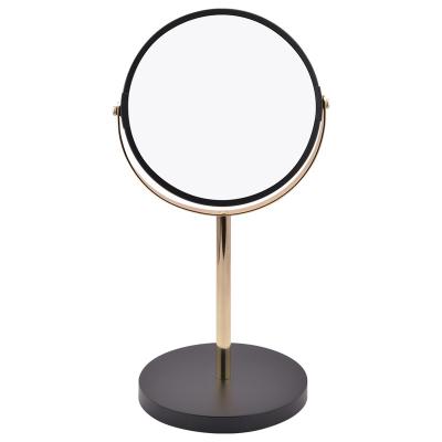 China Hot Selling Desktop Cosmetic Magnifying Vanity Mirror Table Mirror Double Sided Black Round Makeup Mirror for sale