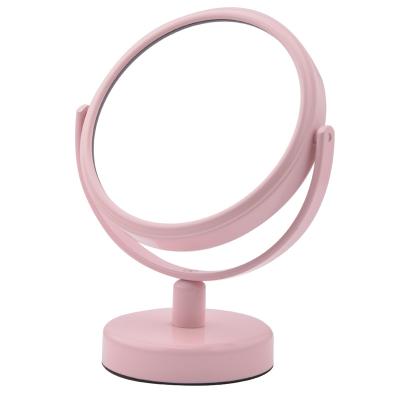 China Custom Magnifying Makeup Tool Mirror Double Sides Pink Makeup Mirror Dressing Table Mirrors Makeup Table Desk Stand for sale