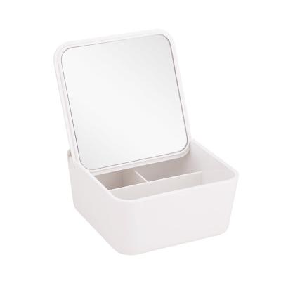 China Table Makeup Mirror Makeup Storage Box Vanity Storage Magnifying Makeup Desk Mirror for Bedroom Use for sale