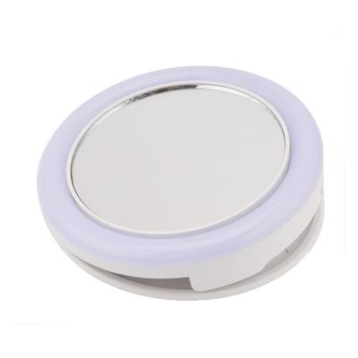 China Rechargeable Portable Phone Lighted Magnetic Mirrors Around Mini Pocket Mirror Custom Logo Pocket Makeup Mirror With Led Light for sale