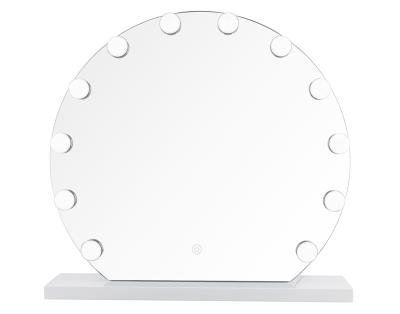 China Hot Lighted Turned White Color Makeup Mirror Hollywood Style Led Vanity Mirror With Led Bulb for sale