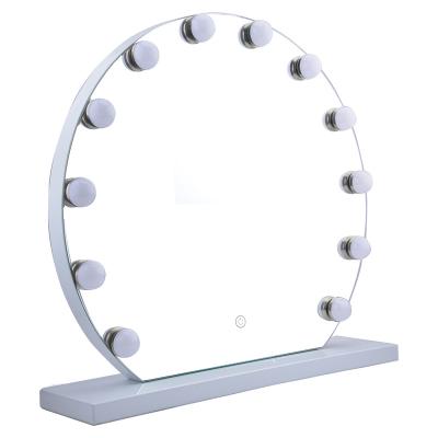 China Round Shape Lighted Vanity Girl Hollywood Makeup Mirror Beauty Vanity Hollywood Makeup Mirror With Led for sale