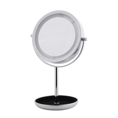 China Hot Selling Professional Round Lighted Lighted Cosmetic Mirror Standing Make Up Mirror Magnifying Led Makeup Mirror for sale