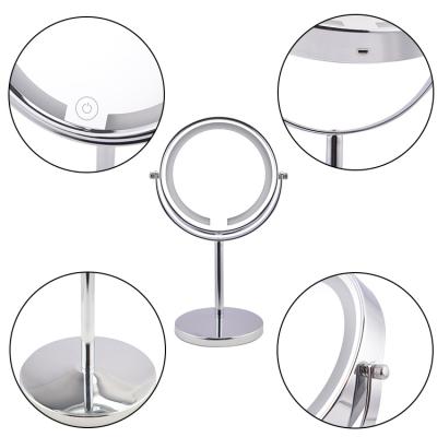 China Lighted Led Adjustable Cosmetic Mirror Magnifying Round Mirror Chrome Free Light Mirror For Makeup for sale