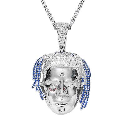 China Real Hiphop Iced Out Gold Silver Ice Out Hip Hop Chains And Pendants xxxtentacion Out Of Rapper Avatar Necklace for sale