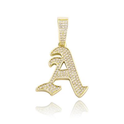 China Hiphop 26 Alphabet Letter Jewelry Necklace Micro Pave CZ White Gold Necklace For Men for sale