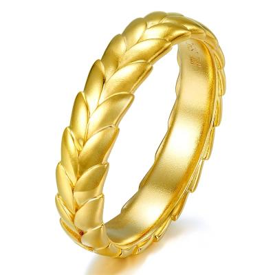 China Luxury TRENDY 925 Sterling Silver Simple Gold Filled Rings Tarnish Free 18K Gold Plated Jewelry Chunky Wheat Rings For Women for sale