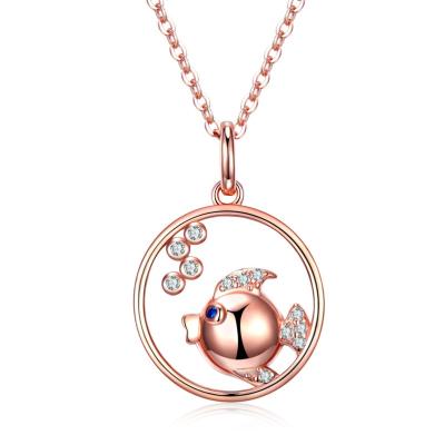 China Cute Fish Blowing Bubbles Natural Gemstone Necklace Fine Jewelry Necklaces for sale