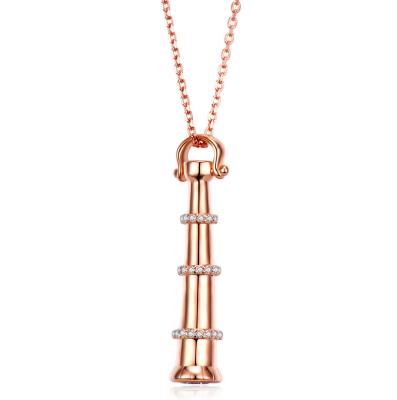 China Mysterious Sterling Silver Telescope Rose Gold Plated Baguette Bar Diamond Necklace for sale