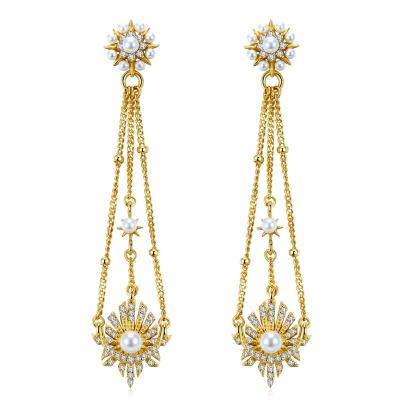 China Women's 925 Sterling Silver Bridal Earring Sequential Luxury Cute Prophet Gold Plated Earring for sale