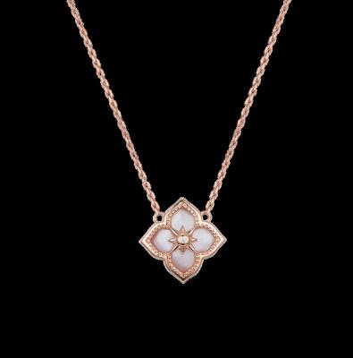 China Rose Gold Plated Mother Of Pearl Star Sign Necklace Mysterious Rose 925 Sterling Silver Pendant Necklace for sale