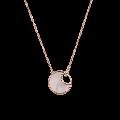 China Mother of Pearl Abalone Shell Moon Pendant 18K Rosed 925 Silver Jewelry Mysterious Rose Necklace 925 Silver Necklace for sale