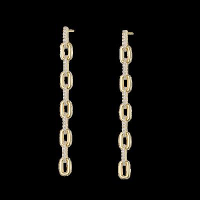 China Cute Long Chain Link Earring 925 Silver Gold Plated Earring for sale