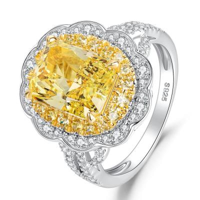 China Yellow Zircon Ring Oval Cut TRENDY Romantic Big Round Engagement Ring for Wedding for sale