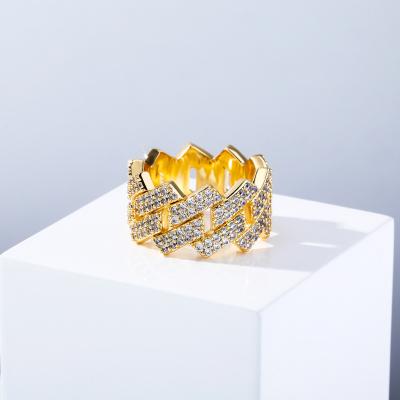 China FASHIONABLE Zircon Cuban Quick Finger Men Rings Geometric Type Micro Pave Mens Rings for sale