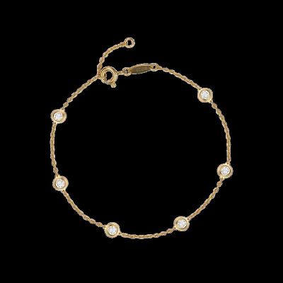 China Casual 18K Yellow Gold / Sporty Plated Silver CZ Bracelet Stone Bolo Station Bracelet For Girls for sale